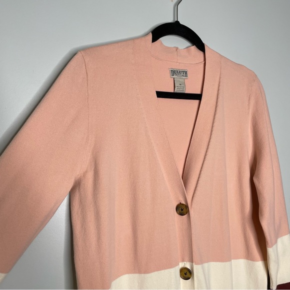 Duluth Trading Co Striped Knit Button Down Stretchy Cardigan Sweater Pink Size M - Picture 3 of 6